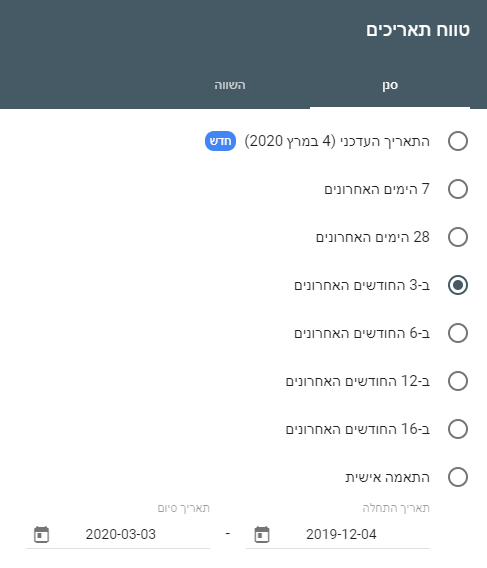 google search console תאריכים